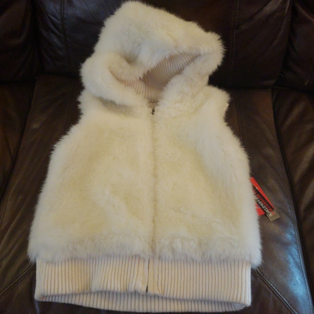 Faux Fur Reversible Cream Vest Medium